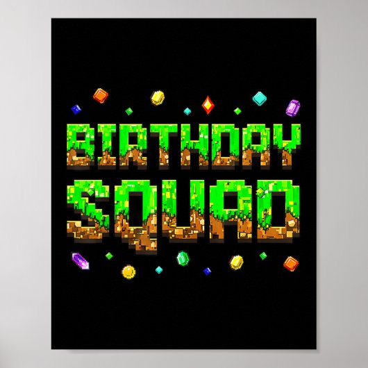 Birthday Boy Kid Birthday Squad Gamer Pixel Family ポスター (正面)