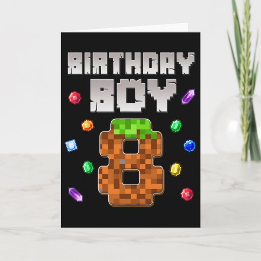 Birthday Boy Kids 8th Birthday 8 Year Old Gamer Pi カード (正面)