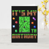 Birthday Boy Kids It's My 8th Birthday Gamer Pixel カード (黄色い花)