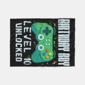 Birthday Boy Level 10 Unlocked Gamer Controller 10 フリースブランケット (正面(横))