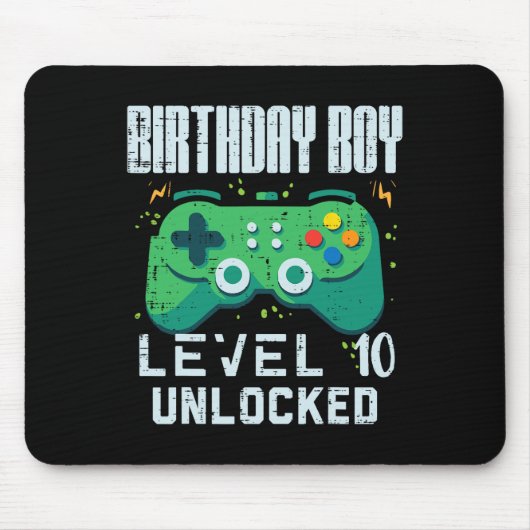 Birthday Boy Level 10 Unlocked Gamer Controller 10 マウスパッド (正面)