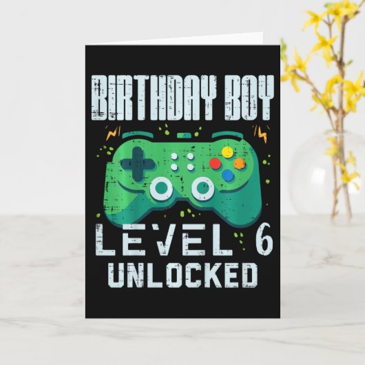 Birthday Boy Level 6 Unlocked Gamer Controller 6th カード (黄色い花)