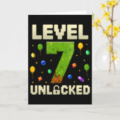 Birthday Boy Level 7 Unlocked 7th Birthday Pixel G カード (黄色い花)