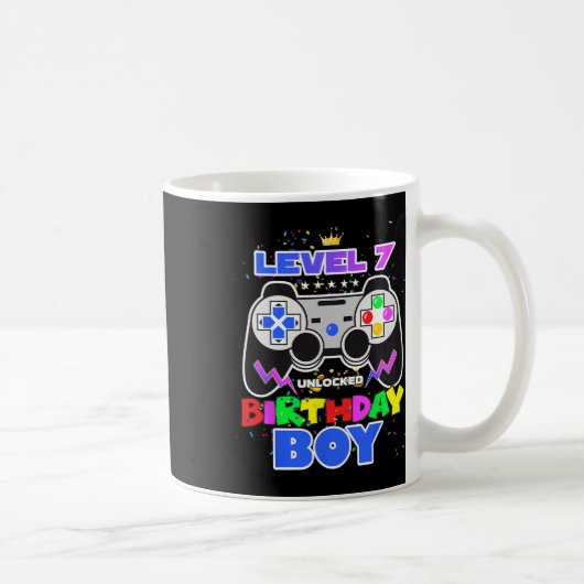 Birthday Boy Level 7 Unlocked Video Game 7th Birth コーヒーマグカップ (右)