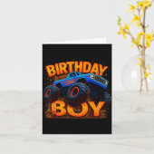 Birthday Boy Monster Truck Funny Family Matching カード (黄色い花)
