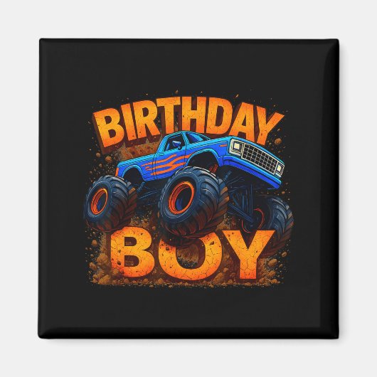 Birthday Boy Monster Truck Funny Family Matching マグネット (正面)