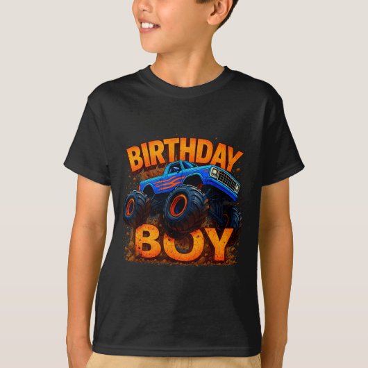 Birthday Boy Monster Truck Funny Family Matching Tシャツ (正面)