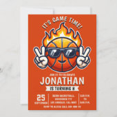  Birthday Boy party with a basketball Ball theme 招待状 (正面)