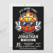  Birthday Boy party with a basketball Ball theme 招待状 (正面)