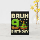 Birthday Boy Pixel Bruh Its My 9th Birthday Gaming カード (黄色い花)