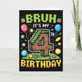 Birthday Boy Shirt Bruh It's My 4th Birthday Video カード (正面)