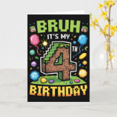 Birthday Boy Shirt Bruh It's My 4th Birthday Video カード (黄色い花)