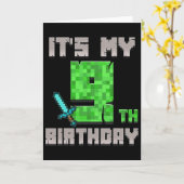 Birthday Boy Shirt It's My 9th Birthday Gamer Pixe カード (黄色い花)