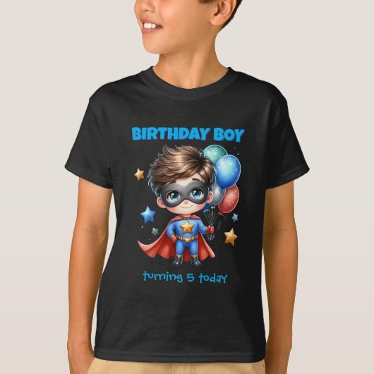 Birthday Boy Superhero T-shirt Editable  Tシャツ (正面)