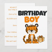 Birthday Boy Tiger Invitation Editable 招待状 (正面/裏面)