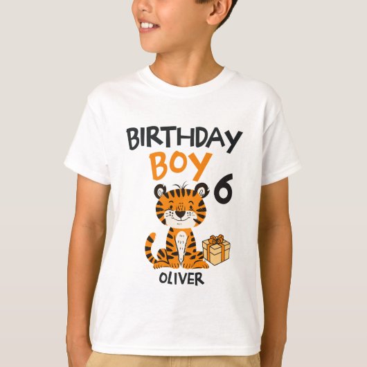 Birthday Boy Tiger Shirt – Custom Name & Age Tシャツ (正面)