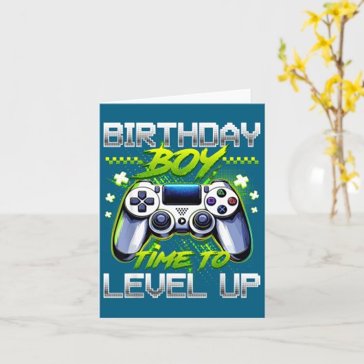 Birthday Boy Time To Level Up Video Game Birthday  カード (黄色い花)