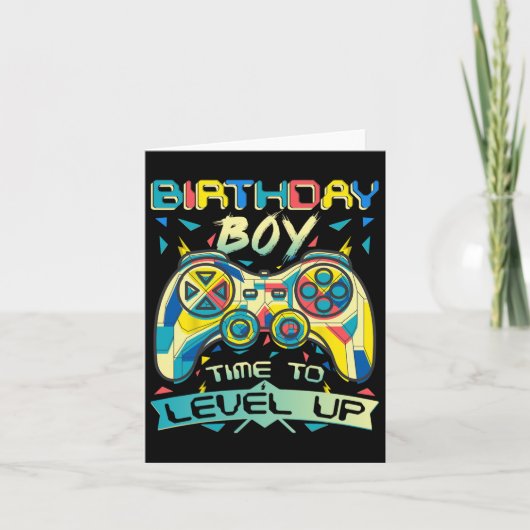Birthday Boy Time To Level Up Video Game Birthday カード (正面)
