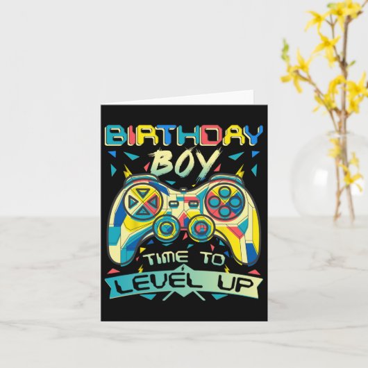 Birthday Boy Time To Level Up Video Game Birthday  カード (黄色い花)