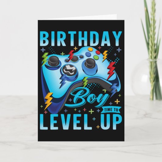 Birthday Boy Time To Level Up Video Game Birthday カード (正面)