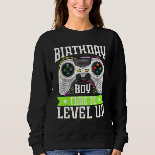 Birthday Boy Time To Level Up Video Game Birthday  スウェットシャツ (正面)