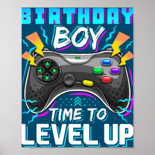 Birthday Boy Time to Level Up Video Game Birthday ポスター