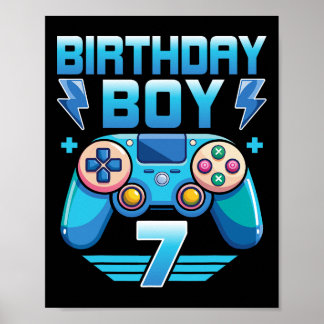 Birthday Boy Video Gamer 7th Birthday Party 7 Year ポスター