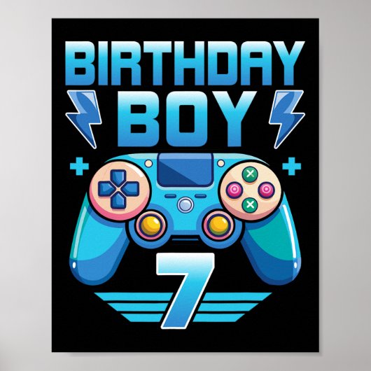 Birthday Boy Video Gamer 7th Birthday Party 7 Year ポスター (正面)