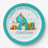 Birthday Boy with Dinosaurs Theme ペーパープレート (正面)