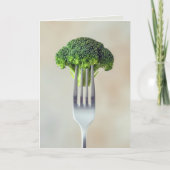 Birthday Broccoli Floret On a Fork カード (正面)