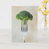 Birthday Broccoli Floret On a Fork  カード (黄色い花)
