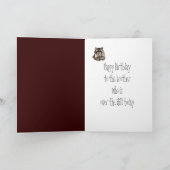 Birthday Brother Over the Hill with Cute Raccoon カード (内部)