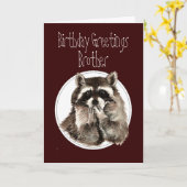 Birthday Brother Over the Hill with Cute Raccoon カード (黄色い花)