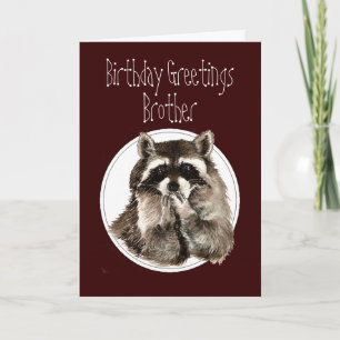 Birthday Brother Over the Hill with Cute Raccoon カード
