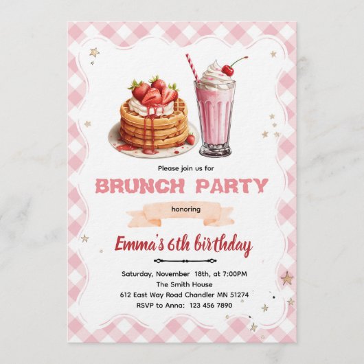 Birthday Brunch party Invitation 招待状 (正面)