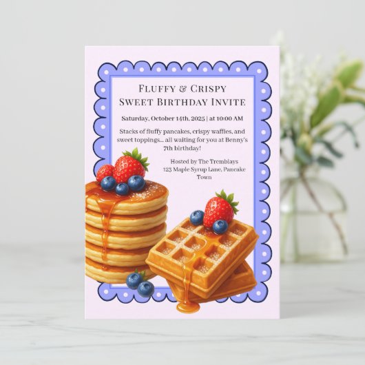 Birthday Brunch Party | Pancakes & waffles  招待状 (スタンド正面)