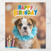 Birthday Bulldog ワインラベル (シングルラベル)