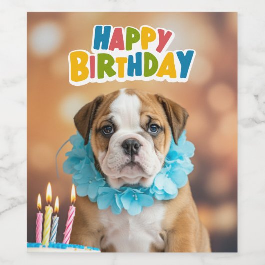 Birthday Bulldog ワインラベル (シングルラベル)
