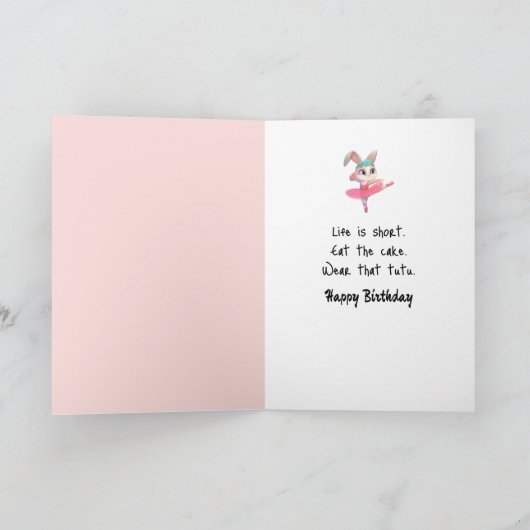 Birthday Bunny Wearing a Pink Tutu カード (内部)