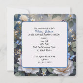 Birthday Butterflies On White Roses and Daisies 招待状 (正面)