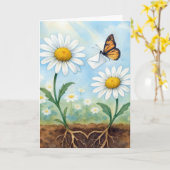 Birthday Butterfly Delivering Mail カード (黄色い花)