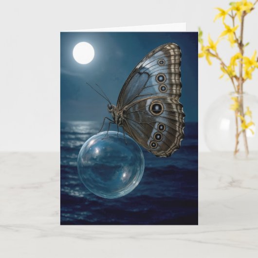 Birthday Butterfly Floating On a Bubble カード (黄色い花)