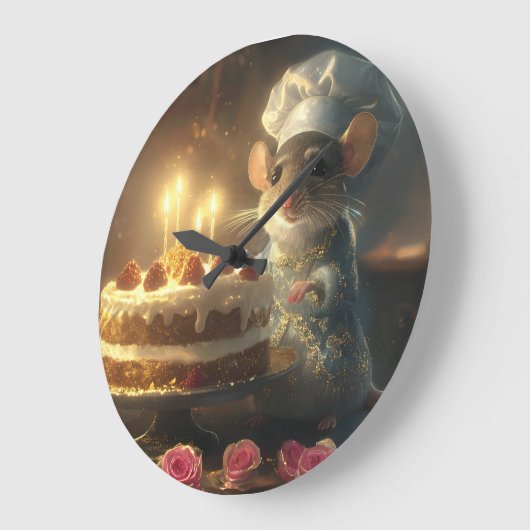 Birthday Cake by Fabulous Mice Baker ラージ壁時計 (傾斜)