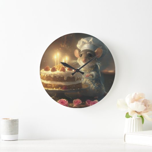 Birthday Cake by Fabulous Mice Baker ラージ壁時計 (ホーム)