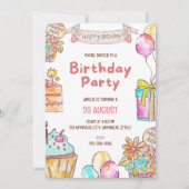 Birthday Cake Kids Party Invitation  招待状 (正面)