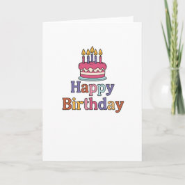 Birthday Cake Motif Card Folded Blank Inside カード