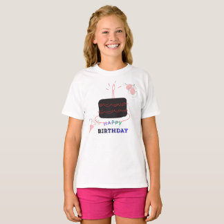Birthday Cake Printed Girl's Tシャツ