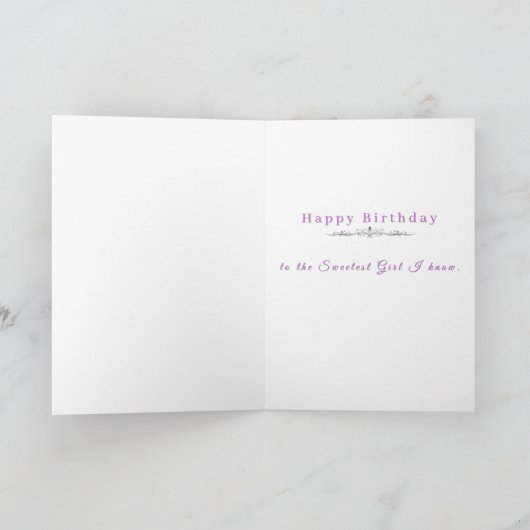 Birthday Cake Purple Pansies Hydrangea Birthday カード (内部)