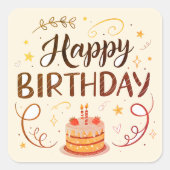 Birthday cake stickers or envelope seals スクエアシール (正面)