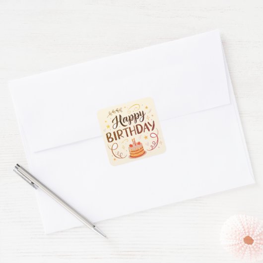 Birthday cake stickers or envelope seals スクエアシール (封筒)